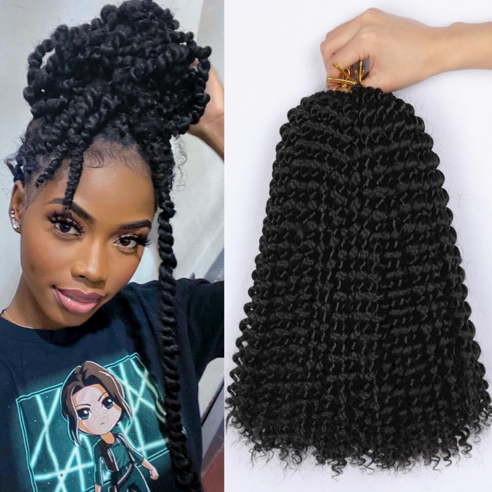 YDDM Passion Twist Crochet Braids, 7 Packs 12Inch Water Wave Synthetic Passion Twists Braiding Hair Extensions 1B#