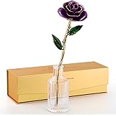 ECO SPACE 24K Gold Dipped Rose – Handpicked Real Rose in 24K Gold – Regal, One-of-a-Kind Romantic Gift for Her – Perfect for Birthday, Anniversary, Mother’s Day, Valentine’s (Purple)