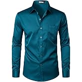 ZEROYAA Men's Urban Stylish Casual Business Slim Fit Long Sleeve Button Up Dress Shirt with Pocket