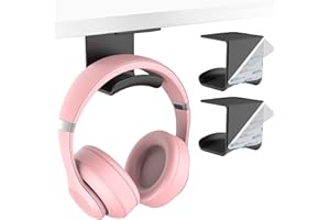 HomeMount Headphone Hook Under Desk - Headphone Holder Under Table, Adhesive Gaming Headphone Stand Hanger Desk Mount for Mos