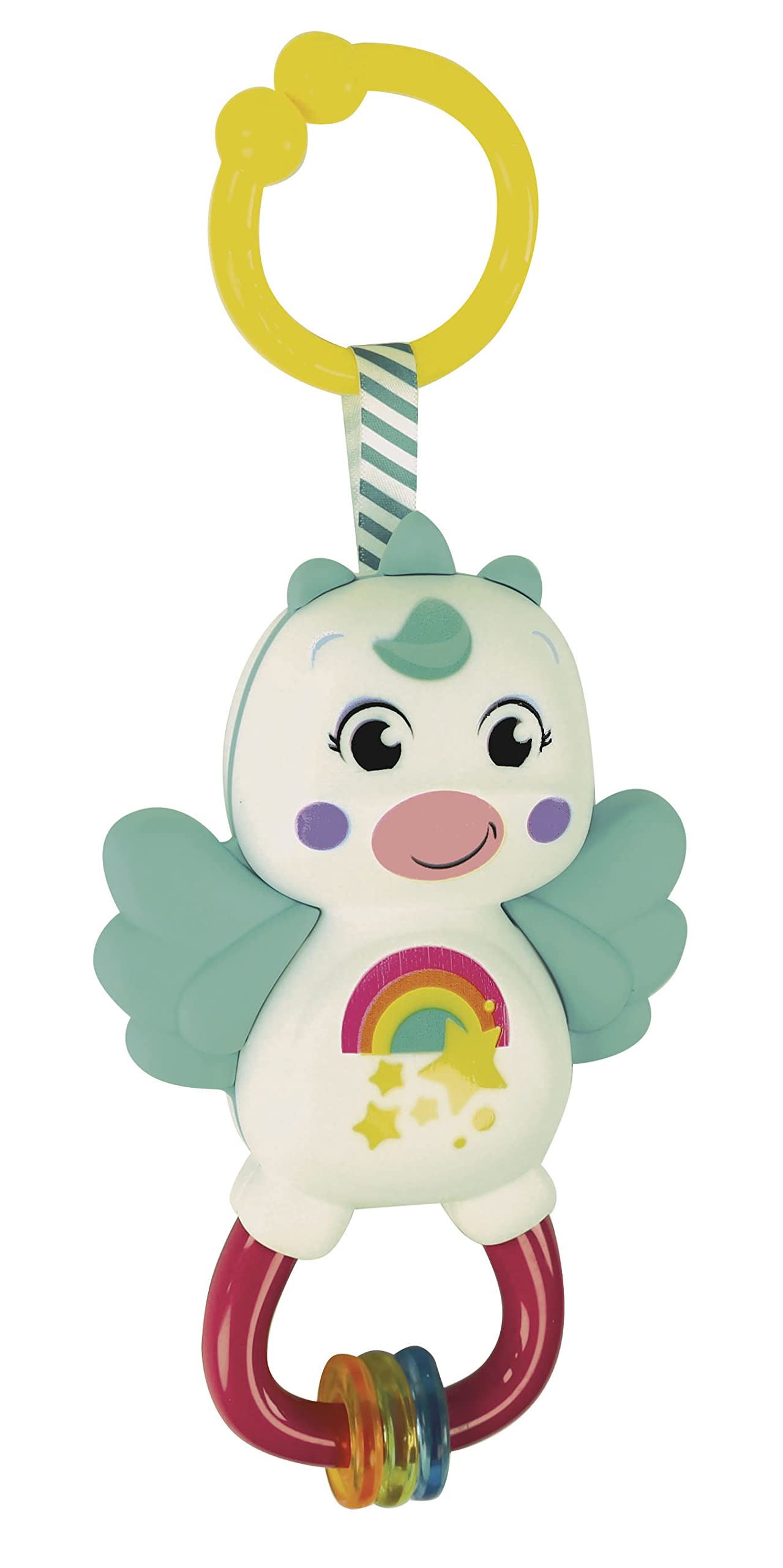 Clementoni - 17778 - Little Unicorn Rattle - Toddler Toy, Early Years Toys, Infant Toys, New Born Soft Toys Gift, 3 Months, Crinkle Squeaky Toys, Sensory Learning Toys, Stroller Pendant, Made In Italy