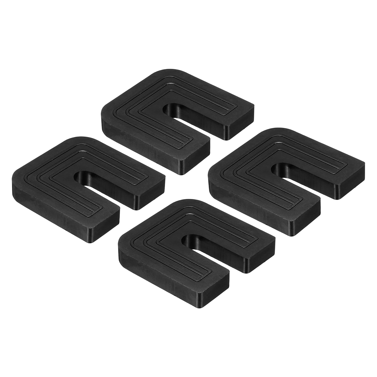 PATIKIL Rubber Isolator Pads, 4 Pcs U-Shaped Anti-Vibration Pads 1.97" x 1.97" x 0.31" Shock Absorbing Mats for Mini Split AC Condenser Air Compressor Generator Machinery, Black
