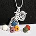 Heart Aromatherapy Essential Oil Diffuser Perfume Necklace Locket Pendant and 6 Colours Lava Stone Beads with Adjustable Snake Chain-with Cross Pendant