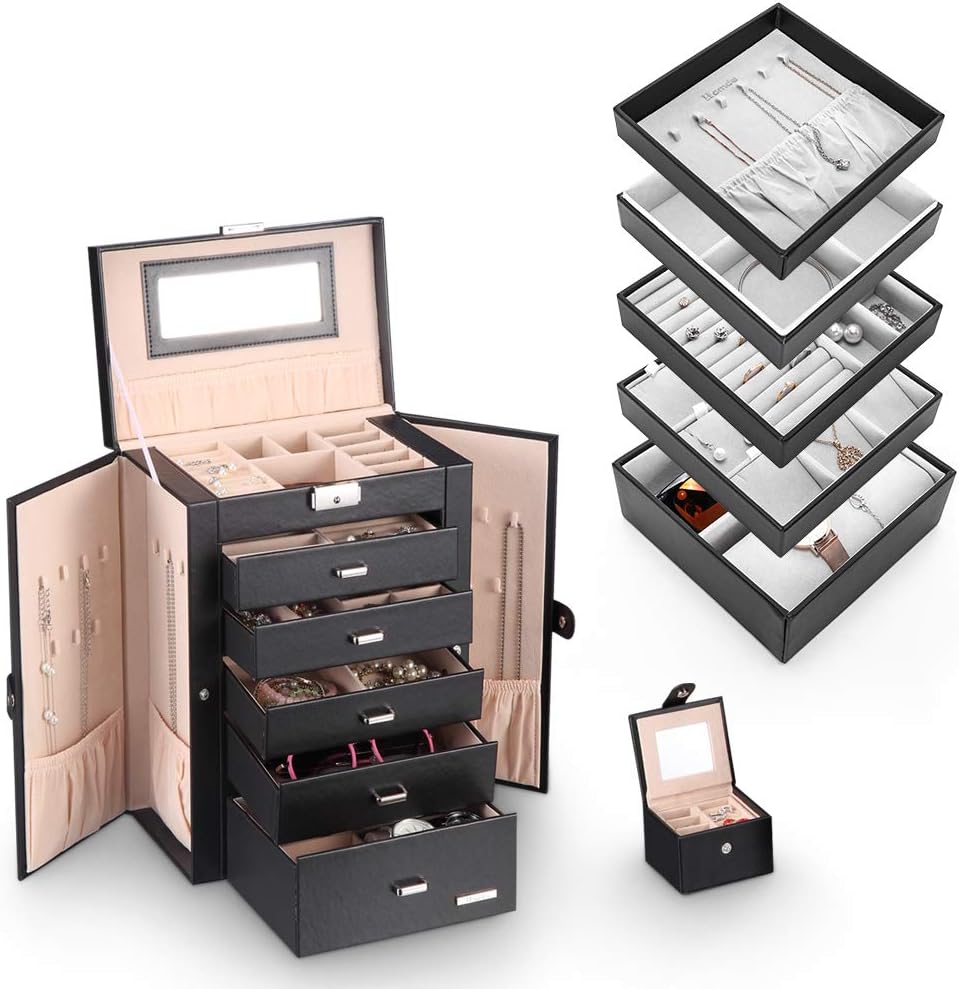 Homde Jewelry Organizer Bundle: A Jewelry Box + A Jewelry Tray