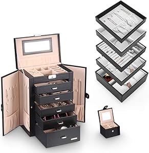 Homde Jewelry Organizer Bundle: A Jewelry Box + A Jewelry Tray