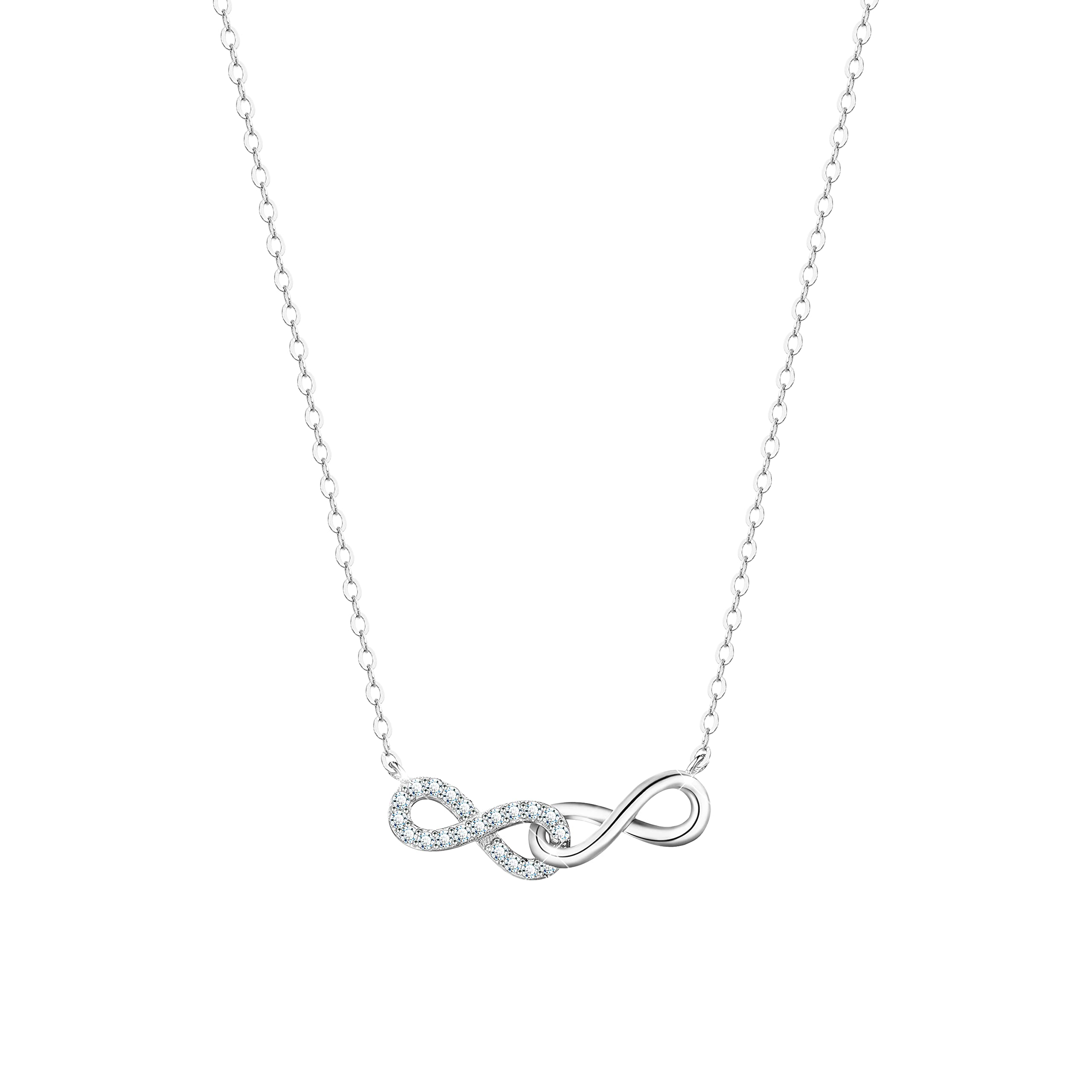 KristLand Silver Infinity Necklace for Women 925 Silver Gold Plated Adjustable Chain Infinity Pendant Gifts for Ladies Girl