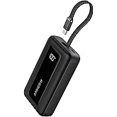 Anker Zolo Portable Charger, 10,000mAh 30W Power Bank with Built-in Lanyard USB-C Cable for Travel, Fast Charging Battery Pac