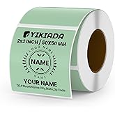 YIKIADA Green Direct Thermal Labels Vinyl 2 × 2 Inch Self-Adhesive Square Stickers Roll Waterproof Printer Decals Name Tag for QR Code DIY Office Address 500 PCS