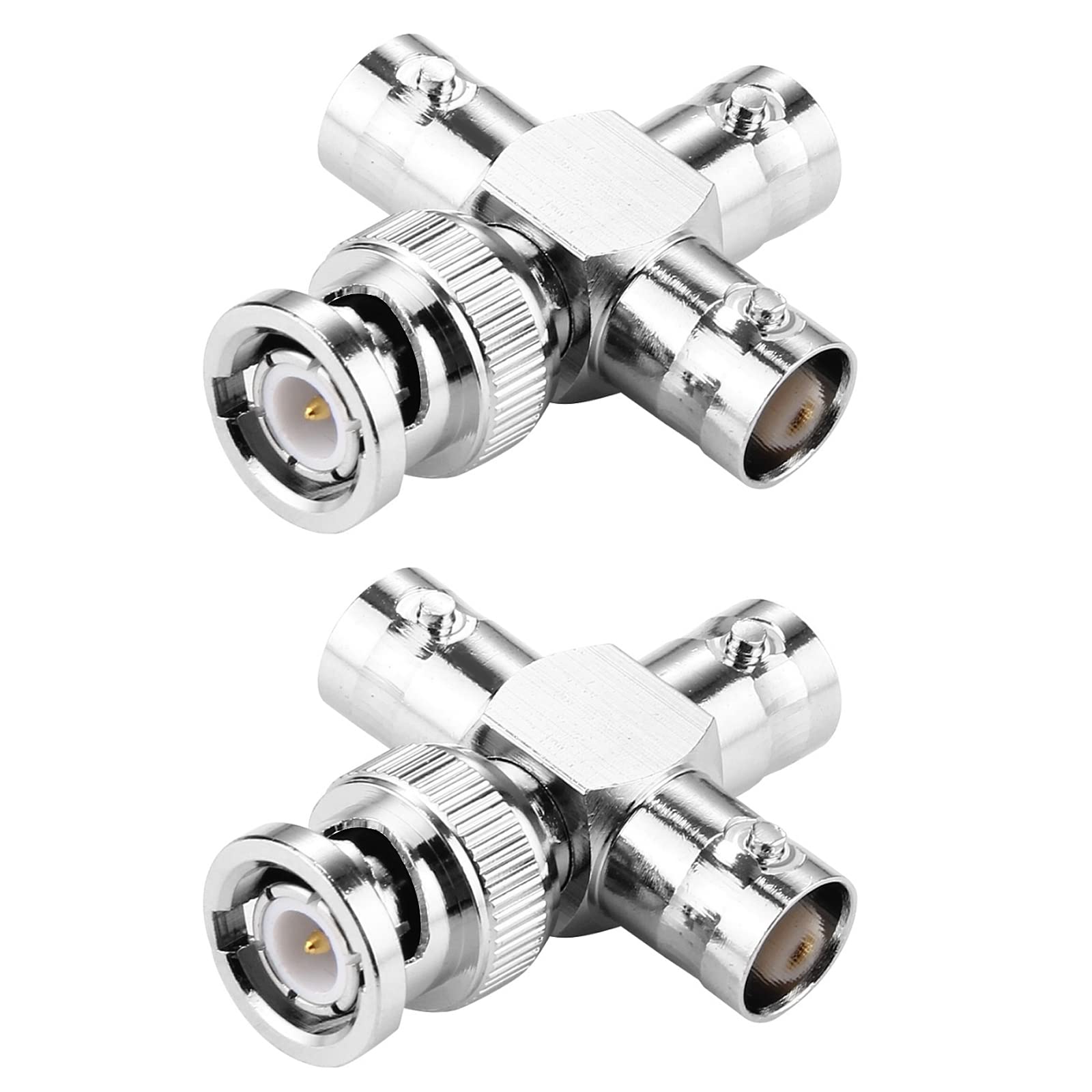 eMagTech 2PCS BNC Male to 3 Female Adapter T Type Coaxial Connector 4 Way Splitter Coax Adapter for Extension Cable Coaxial Cable CCTV Wifi Radios 50 Ohm