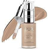 PÜR MINERALS 4-in-1 Love Your Selfie Foundation & Concealer - Longwear Full Coverage Liquid Makeup Foundation with Hydrating Blend for Refined-Looking, Natural Beauty Glow, Skin Texture & Tone