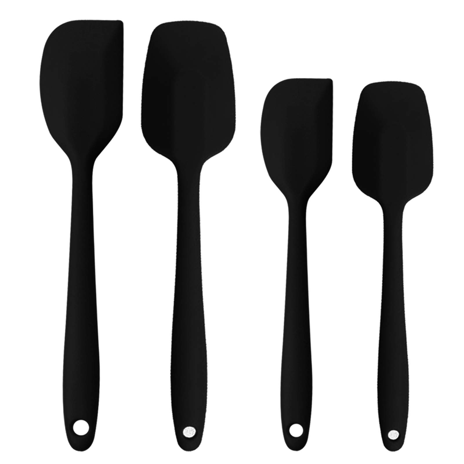 Silicone Spatulas Set, Rubber Spoon Spatula Heat Resistant Spoonula One Piece Design Seamless Spatula Non-Stick Scrapers Baking Mixing Tool (Black Set)