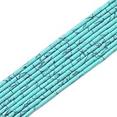 BEADIA Natural Blue Turquoise Tube Beads Cylinder 2x4mm 38cm/Strand Stone Beads for Jewelry Making