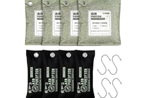 LSLCQW Activated Carbon Bamboo Charcoal air Purifier,Air purification bag 4 Packs × 200g, 4 Packs × 100g for Pets, Smoke and Mold, Shoes, car deodorants, Bathroom, Home Closet air freshener.