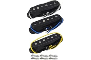 FLEOR Single Coil Pickup Alnico 5 Guitar Neck/Middle/Bridge Pickups Set Staggered, Black