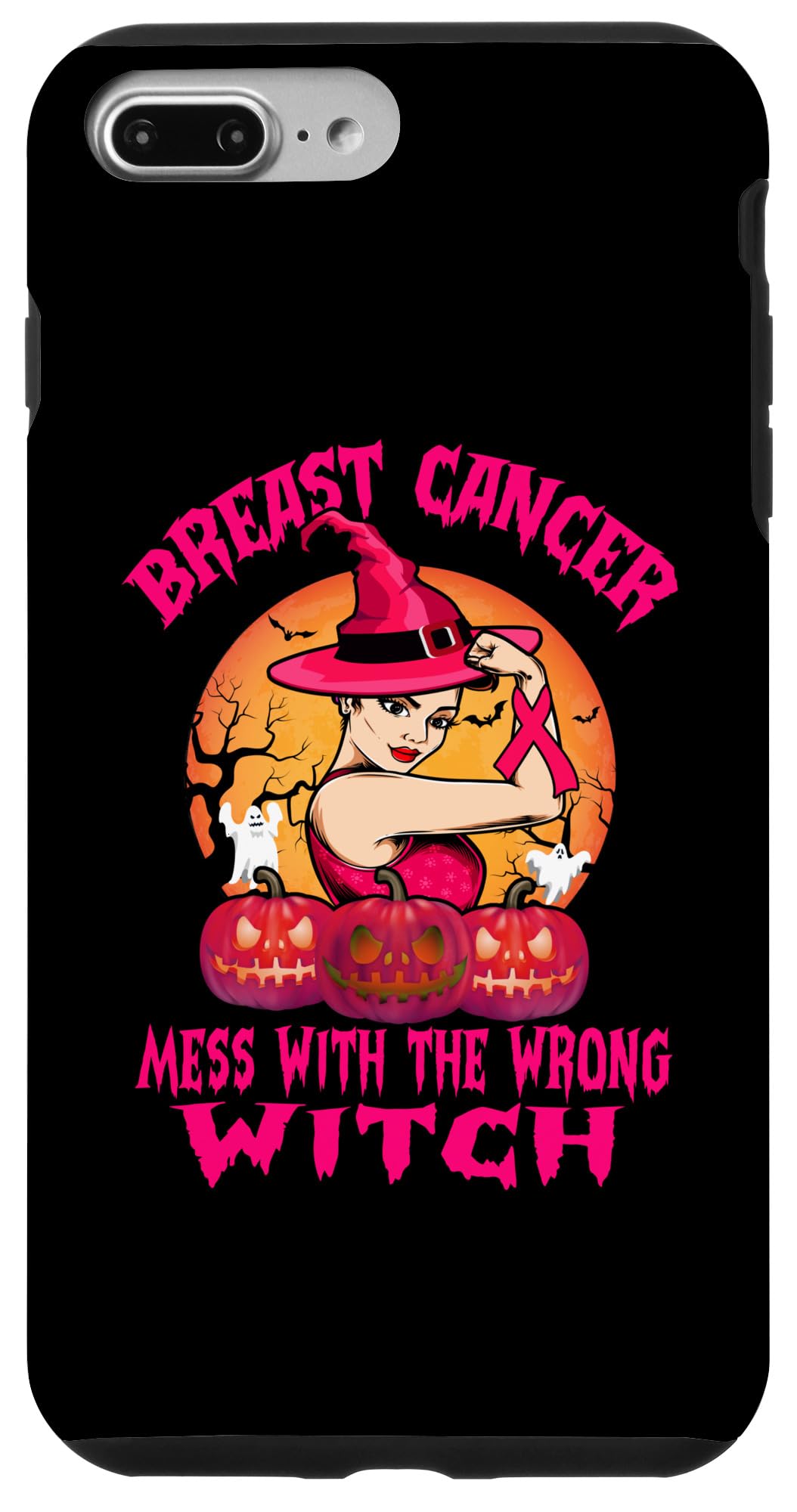 iPhone 7 Plus/8 Plus Breast Cancer Mess With The Wrong Witch Halloween Ribbon Case