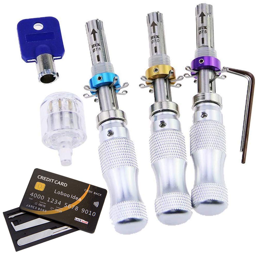Loboo Idea 3 Piece Tubular Lock Pick Tool with 7 Pin übungsschloss Tubular Lock, Credit Card Lock Pick Dietrich Set Mit übungsschloss Für Spieler Und Das Training Skill Locksmith Kit