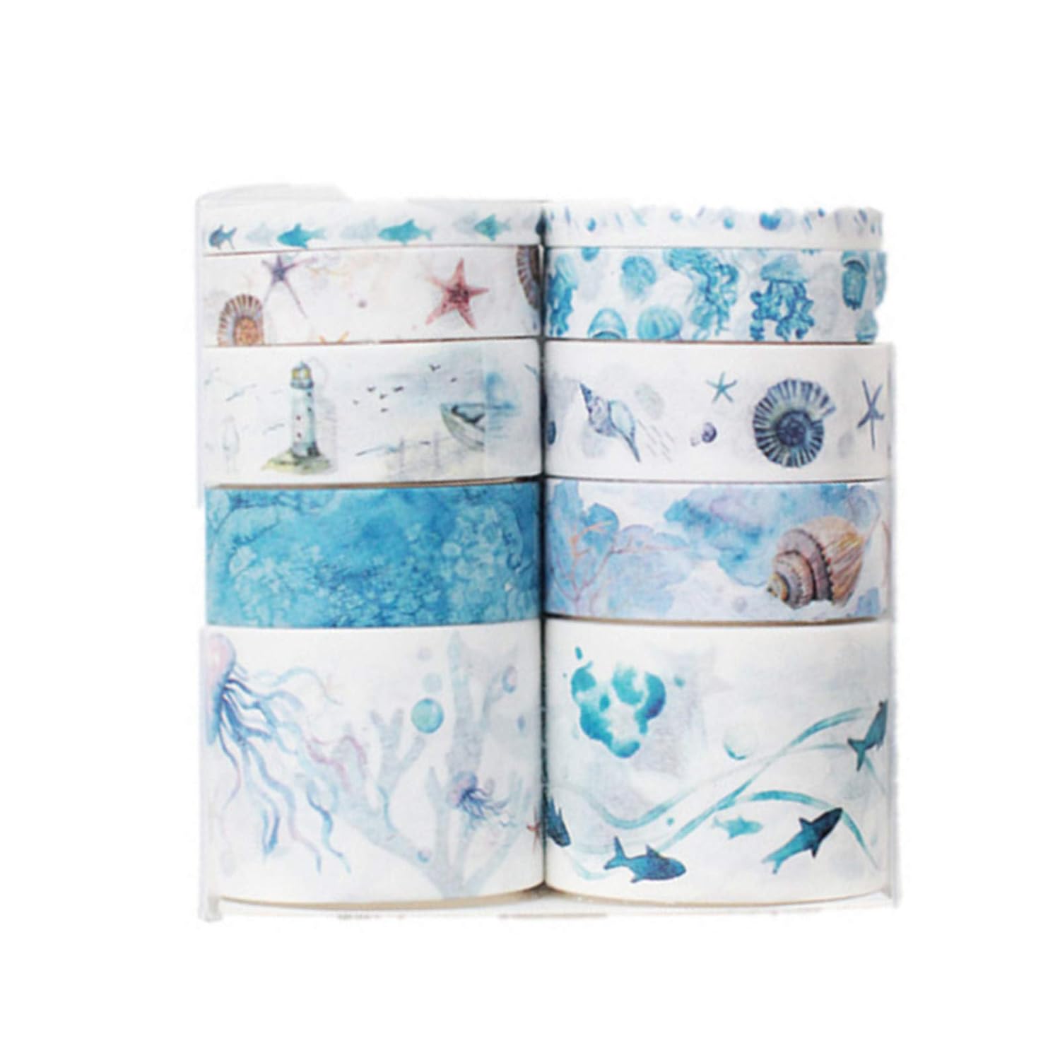 NA 10 Rolls Washi Tapes Ocean Theme Tapes Ocean Theme Tape for Scrapbooking DIY Arts Crafts Bullet Journals Gift Wrapping