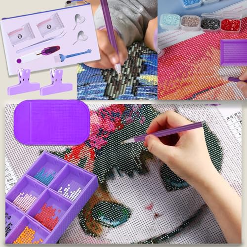 Lenxnmy 247Pcs DIY Diamond Painting Tools Kit with Light Table for Tracing A3, Diamond Art Sealer, Diamond Correction, DIY Craft
