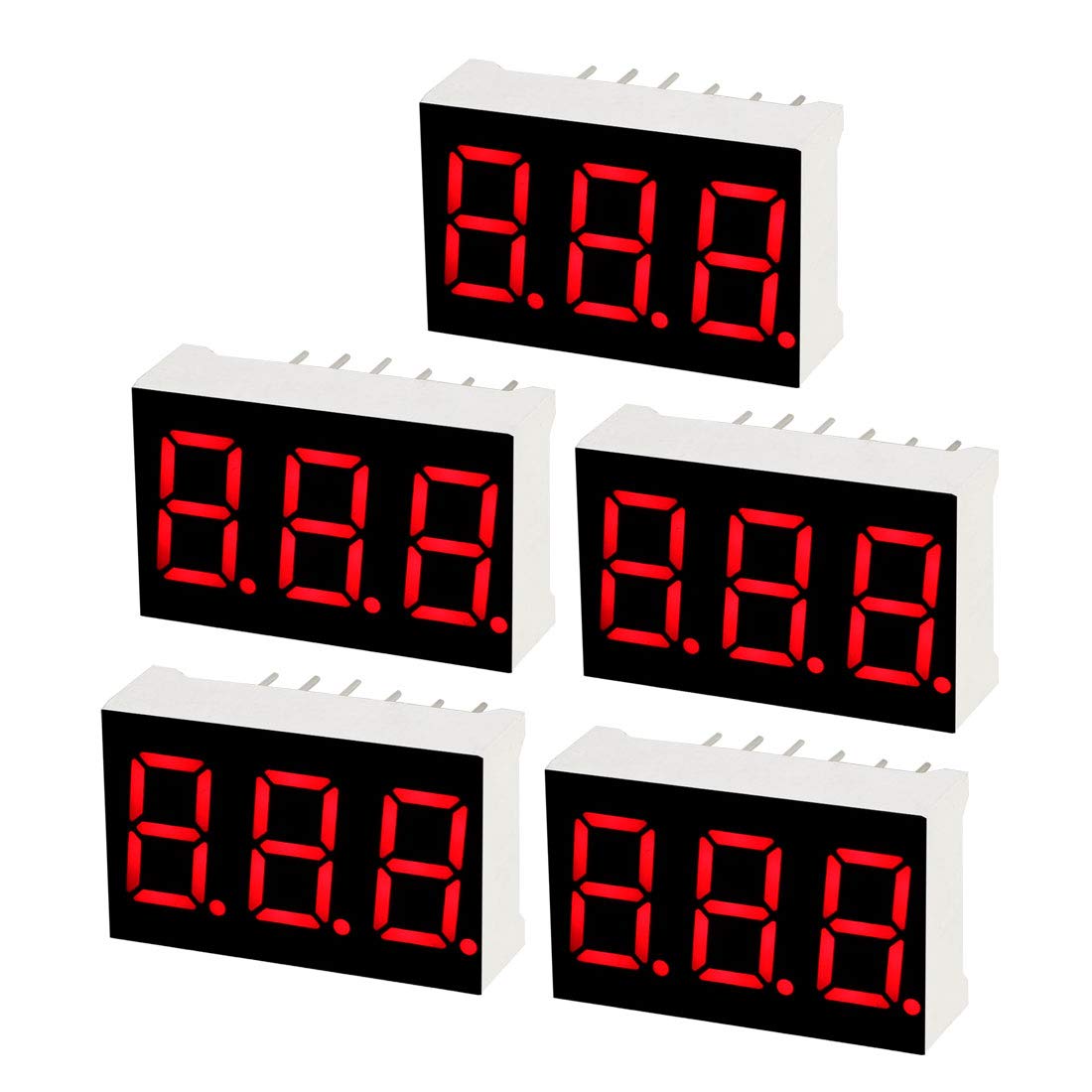 sourcing map Common Cathode 11 Pin 3 Bit 7 Segment 0.89 x 0.55 x 0.28 Inch 0.35" Red LED Display Digital Tube 5pcs