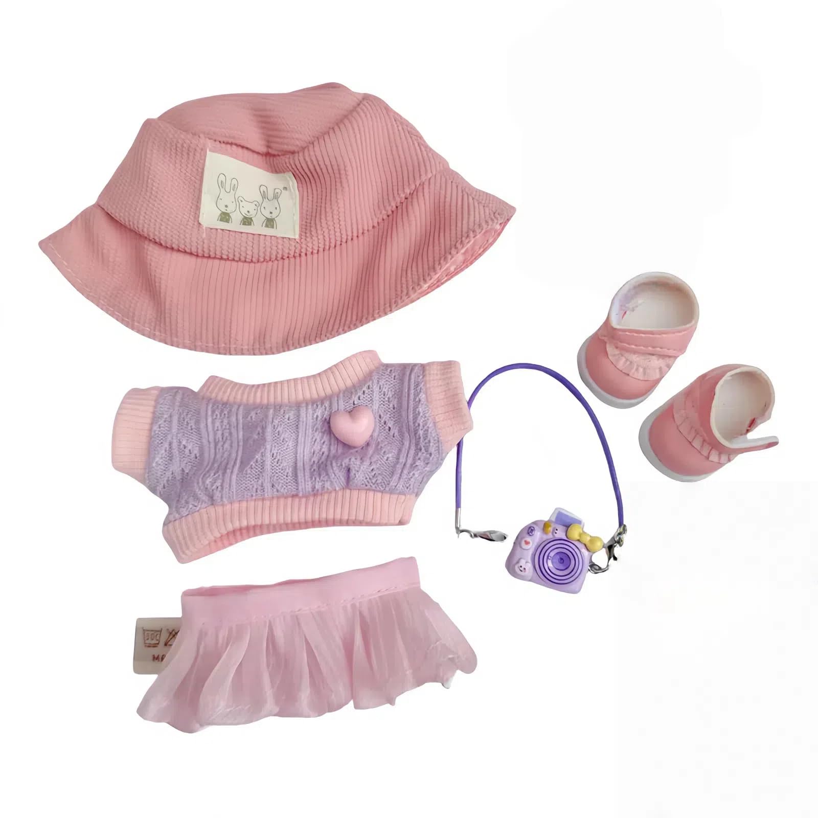 Photo 1 of 17cm Doll Clothes Set (Doll Not Included) Stylish Kawaii Pink Outfit Set 5 Pieces Chic Fashion with Stylish Accessories for Mini Dolls