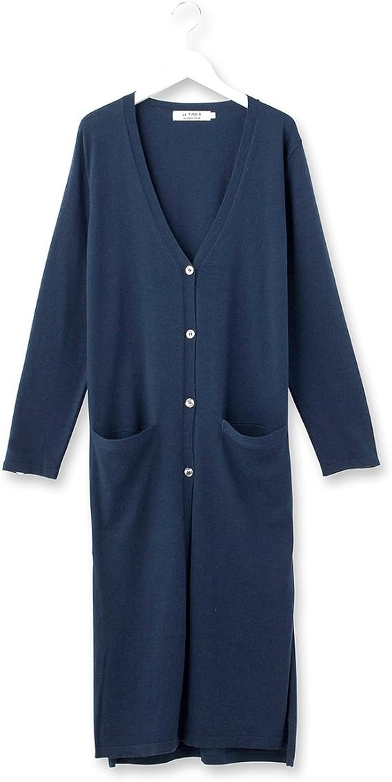 Amazon ル ティロワ ドゥ ドレステリア Le Tiroir De Dressterior Vネックロングニットカーディガン F 03 L ブルー系 094 カーディガン ボレロ 通販