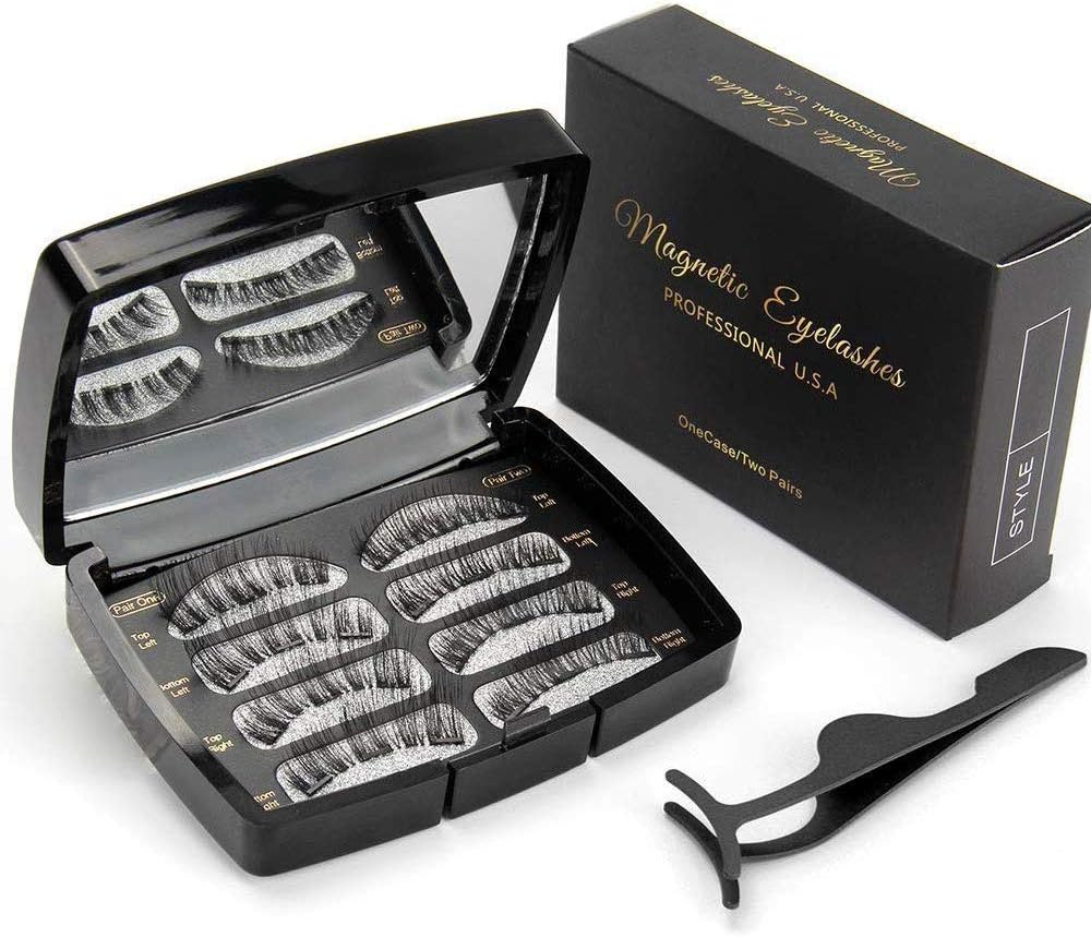 Upgraded Magnetic Eyelashes 3D False Lashes Natural Look Reusable Fake Eyelashes Soft and Comfortable with Eyelash Tweezers (8 PCS)
