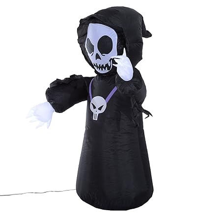 Homcom 4ft 120cm Inflatable Skull Ghost Scary Halloween