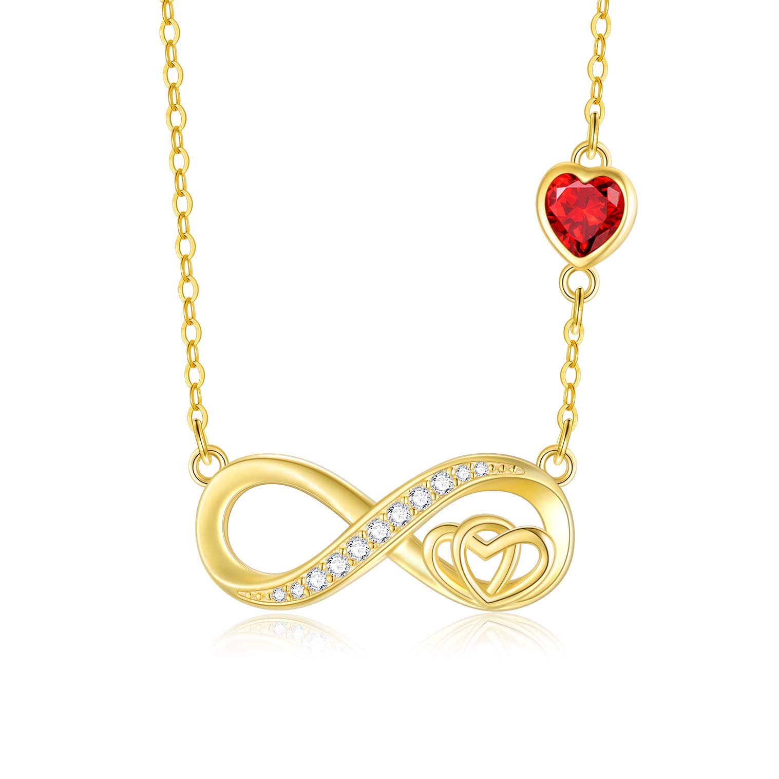 SOULMEET Infinity Heart Necklace for Women 925 Sterling Silver Eternal Pendant with 18K Gold Plated