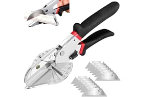 OOMDMI Multi Angle Miter Shear - Upgrade Quarter Round Cutting Tool with 12pcs Replacement Sharp Blades, 45-135° Adjustable Angle, Trim Cutter Hand Tool for Cutting Plastic, Wood Trim Molding
