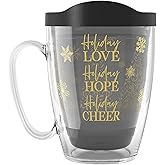 Tervis Golden Holiday Christmas Made in USA Double Walled Insulated Tumbler Travel Cup Keeps Drinks Cold & Hot, 16oz Mug, Classic