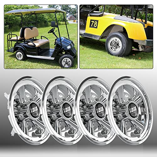 Golf Cart Wheel Covers 8'' Set of 4 SS Chrome Hubcap for Golf Cart Club