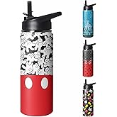GOODNHAPPY Cute Cartoon Tumbler with Top Handle and Straw Lid Gift for Boys Girls Water Bottle Travel Kettle Cup for Car Cold and Hot Stainless Steel Double Wall Insulated Mug (palm, 18oz)