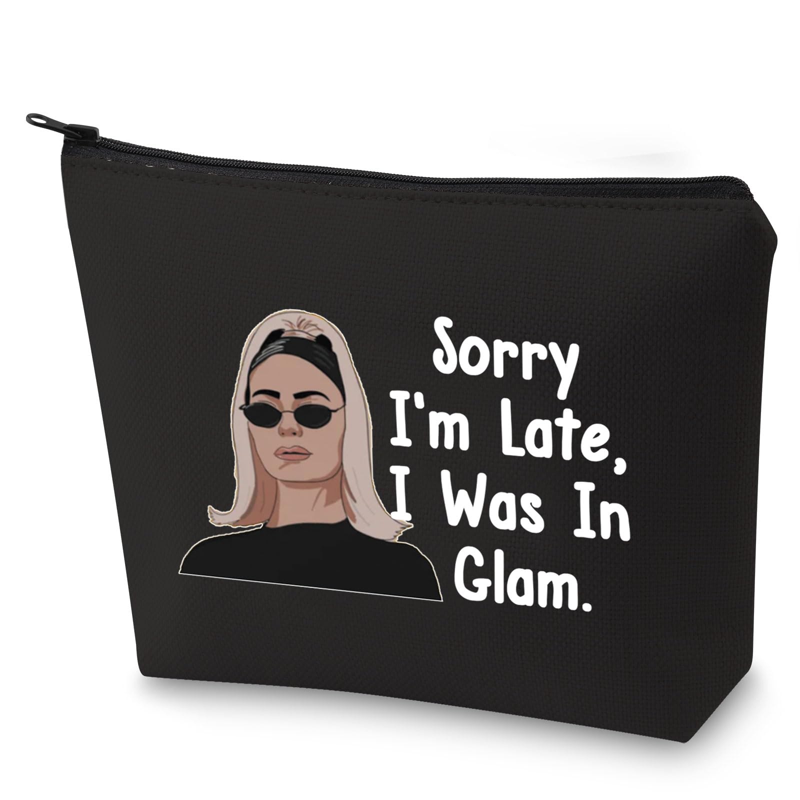 LEVLO RHONY Inspired Gift Sorry I'm Late I was in Glam Makeup Bag Real Housewives Gift (I was in Glam-BK)
