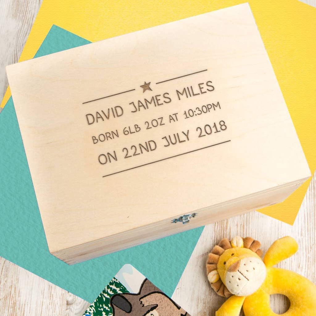 Personalised Baby Gift Wooden Keepsake Box - Memory box for Boys - Unique Gift for New Parents