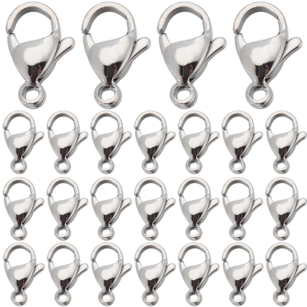 SUNNYCLUE 1 Box 100Pcs Jewellery Clasps Grade A 304 Stainless Steel Lobster Clasps Bulk 12x7.5mm Mini Lobster Claw Fastener Hook Necklace Bracelet Connectors for Jewellery Making Kits