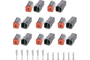 Amliber 8 Kits DT Connector Kit 6 Pin Connectors with Size 16 Stamped Contacts IP68 Waterproof Automotive Electrical Connectors Plug