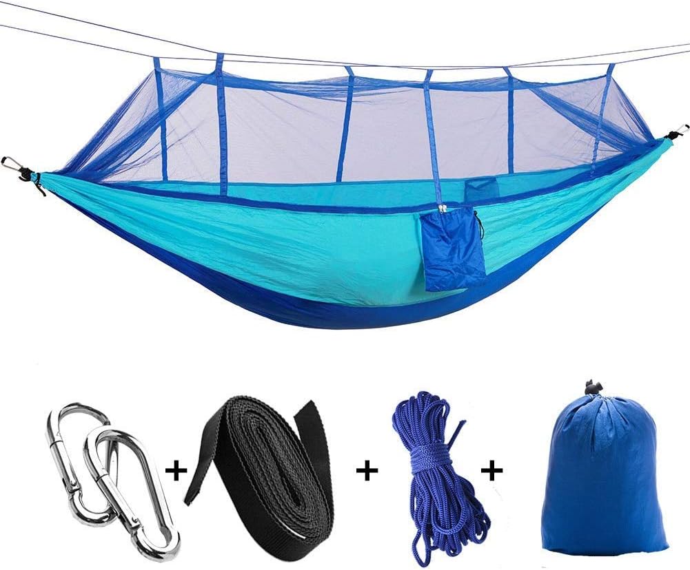 KEPEAK Camping Hammock with Mosquito Net, Single & Double Hammock Bug Net, Lightweight Nylon Portable Hammock for Backpacking, Camping, Travel, Beach, Yard