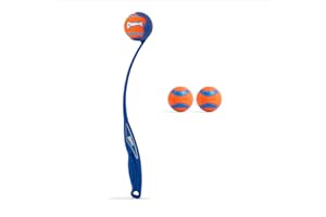 Chuckit! Ultra Ball & Launcher Bundle - Sport 18" with 2 Pack Medium (2.5") Bouncy Fetch Balls for Dogs 20-60 lbs, Dog Fetch Ball Thrower