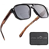 OuShiun Stick-on Bifocal Readers for Sunglasses, No Water or Adhesive Needed, Reusable Reading Lenses for Glasses Goggles