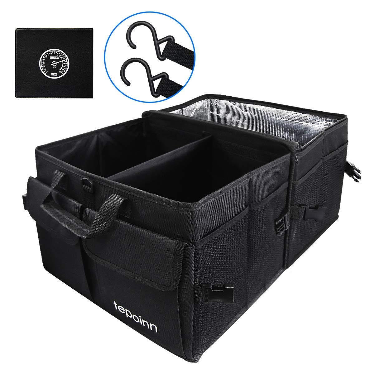 Tepoinn Kofferraum Organizer Auto mit Kühlfach Haltbar und faltbar Grosse Kapazität Perfekt für jedes Fahrzeug