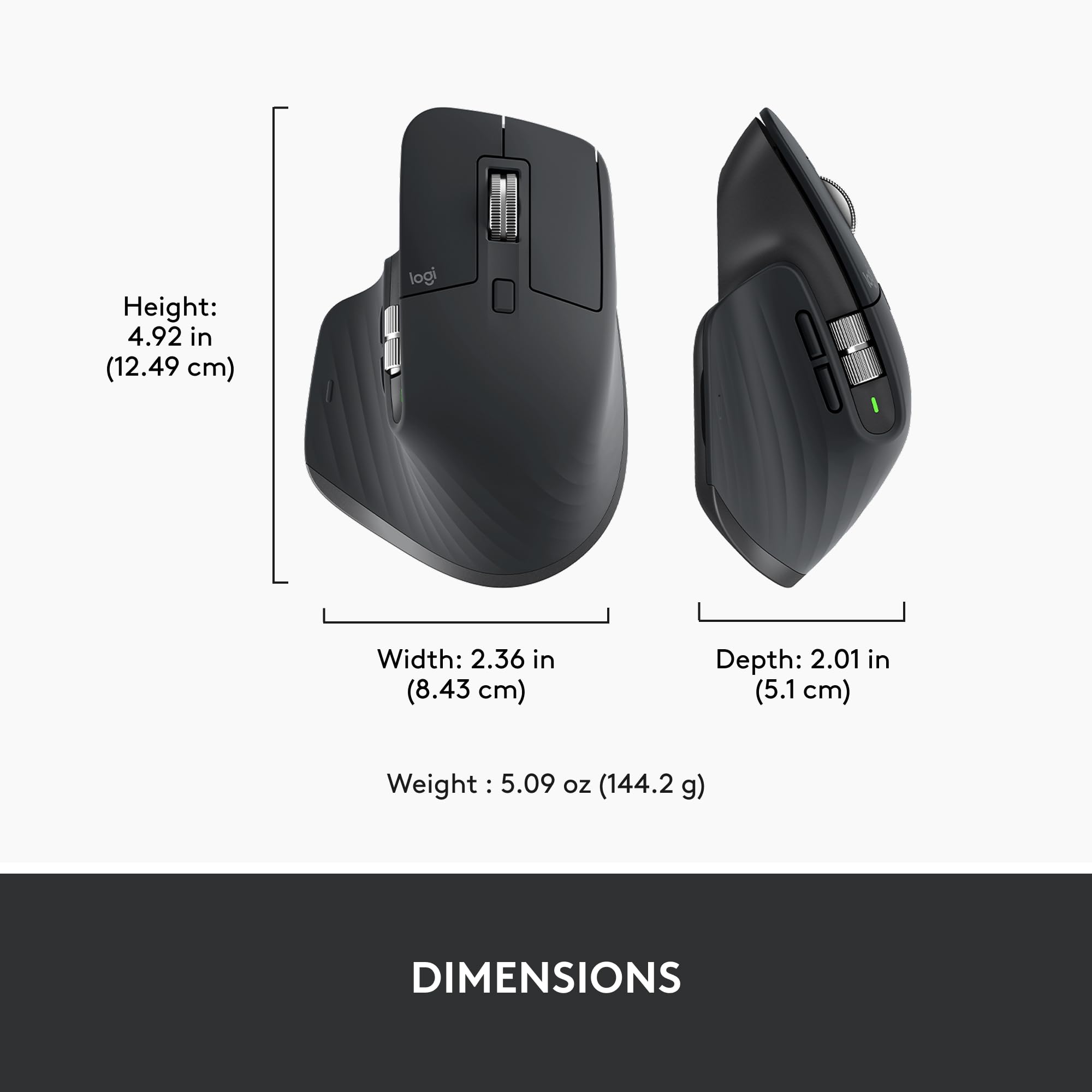 Logitech MX Master 3S Wireless Mouse Standard Edition with Logi Bolt USB Receiver, Ultra-fast Scrolling, Ergo, 8K DPI, Track on Glass, Quiet Clicks, USB-C, Bluetooth, Windows, Linux, Chrome - Graphite