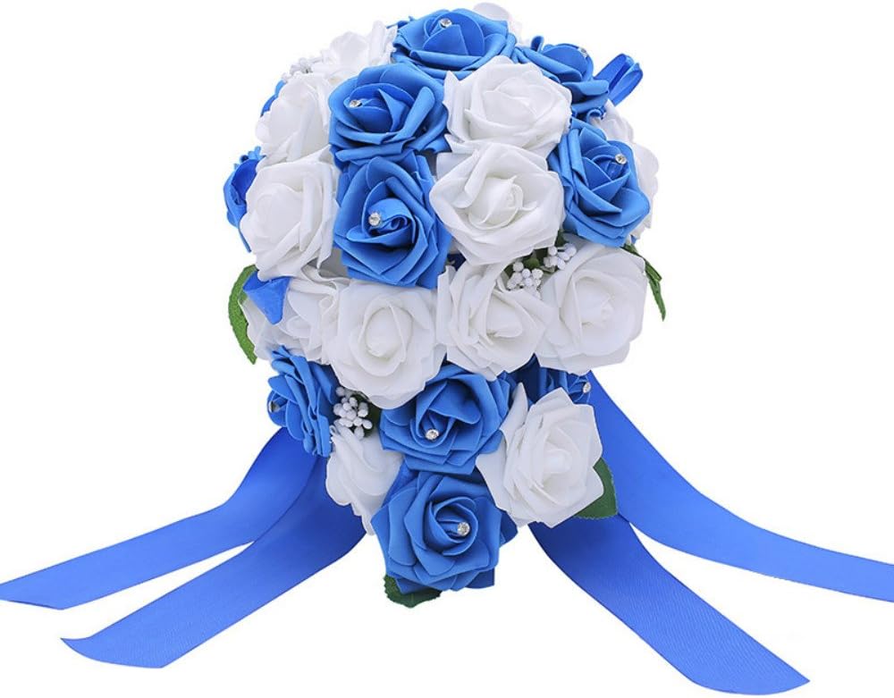 Amazon Com Bodarind Rose Waterfalls Design Artificial Flowers Rose Rhinestone Bridal Bouquet For Wedding Home Kitchen