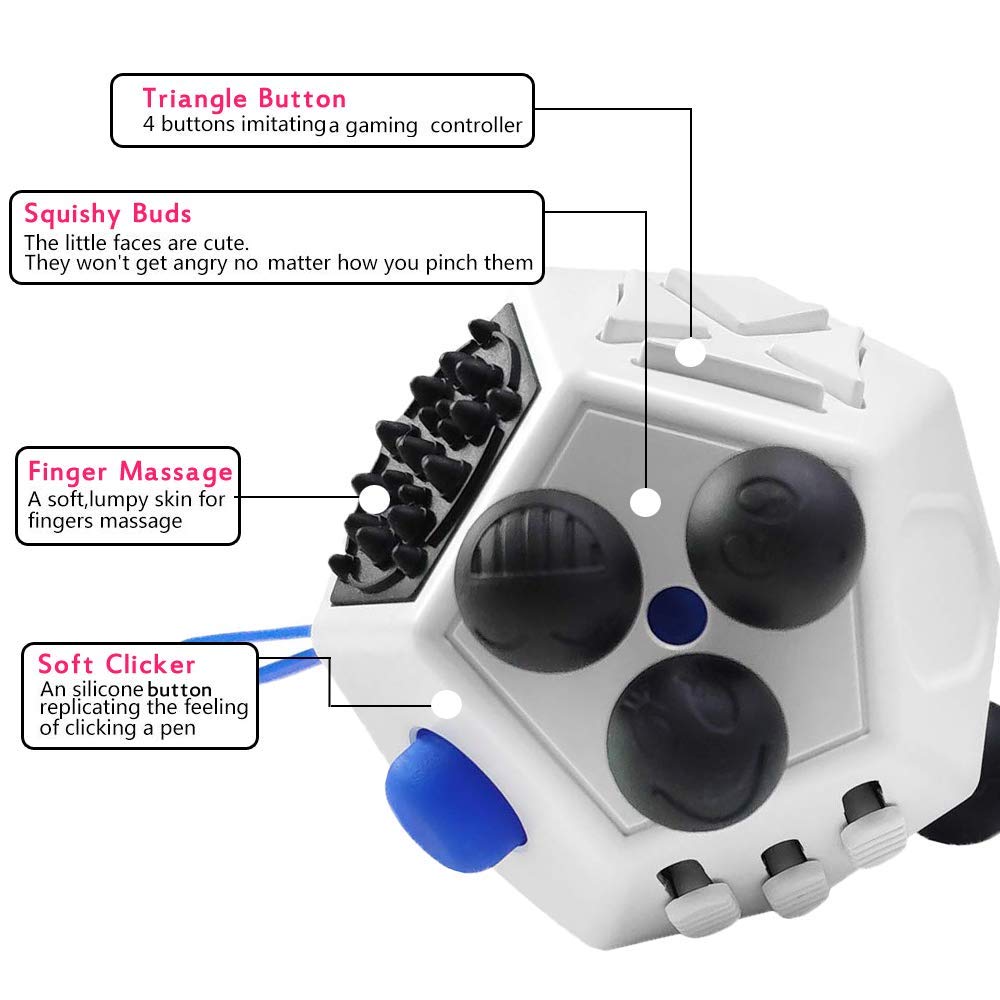 Uooe Fidget Cube Kids 12 Side Fidget Cube Fidget Toy Cube Relieves Stress And Anxiety Relax For Children And Adults With Adhd Add Ocd Autism White Novelty Gag Toys Fidget Toys Sostulsa Com