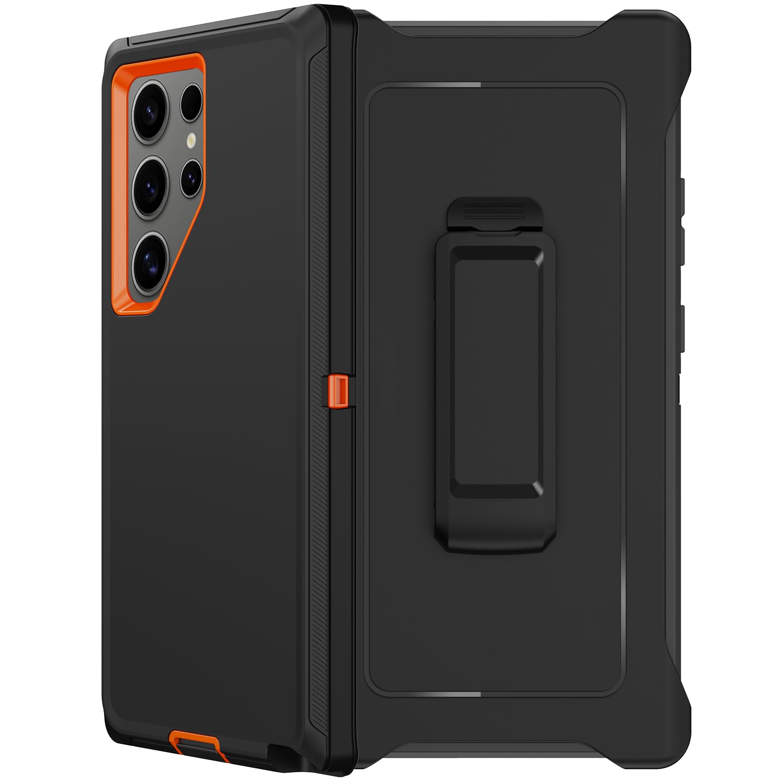 RubCase for Samsung Galaxy S24 Ultra Case with Belt Clip Holster, 2X Screen Protector, Heavy Duty Military Grade Full Body Shockproof Rugged Protective Cover for Samsung S24 Ultra 5G (Orange)