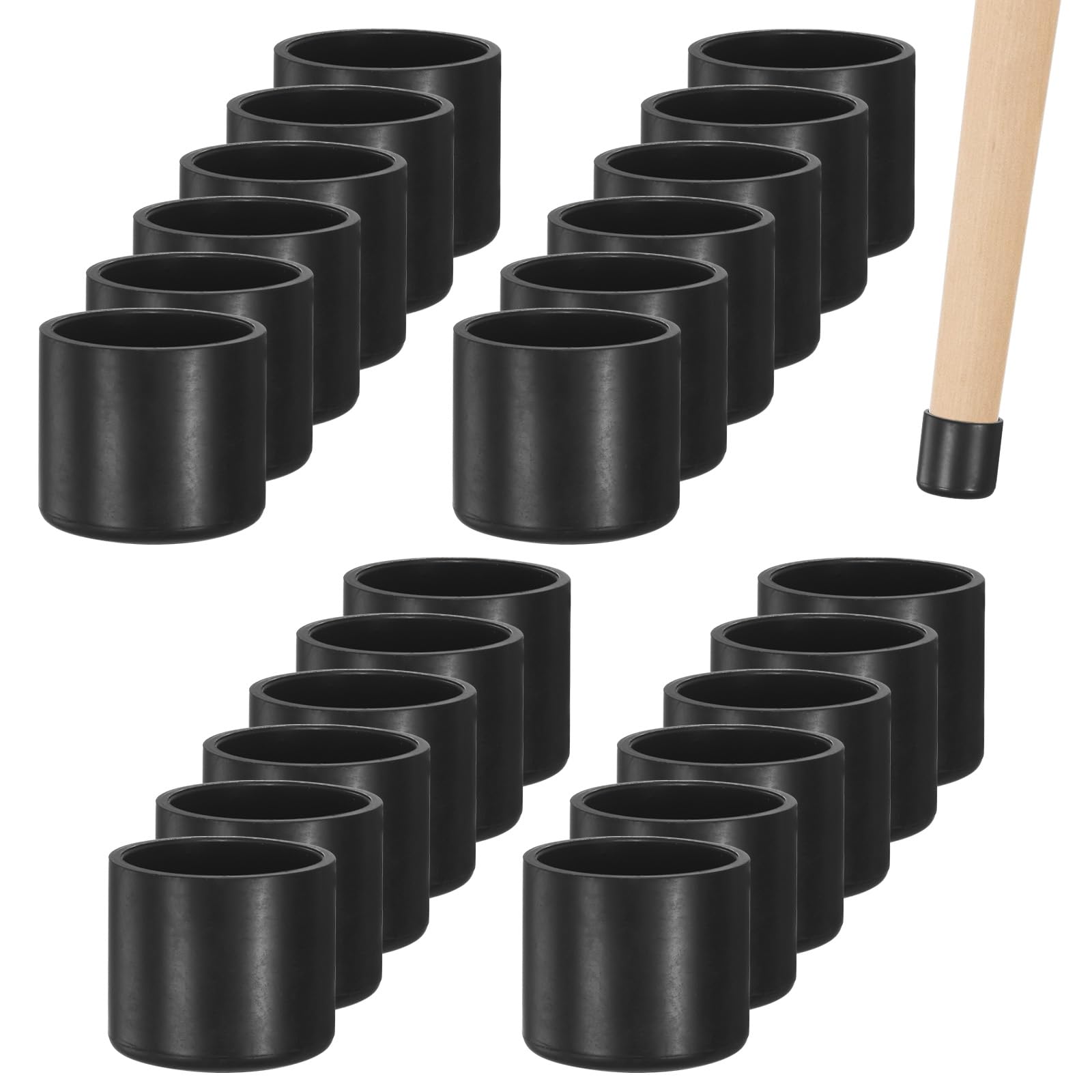 M METERXITY 24-Pack Chair Leg Caps, 7/8 Inch(22mm) PVC Chair Leg Floor Protectors for Folding Chairs/Metal Chairs/Furniture Table/Hardwood Floors, Round Non-Slip Cover End Tips [Black]