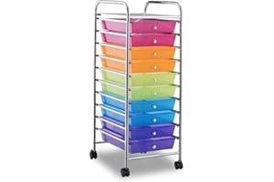 ARLIME 10-Drawer Storage Cart, 10 Drawer Trolley, Rolling Organizer Cart, Scrapbook Paper Organizer, Suitable for Office and School, Rolling Office Organizer Tools (Colorful)