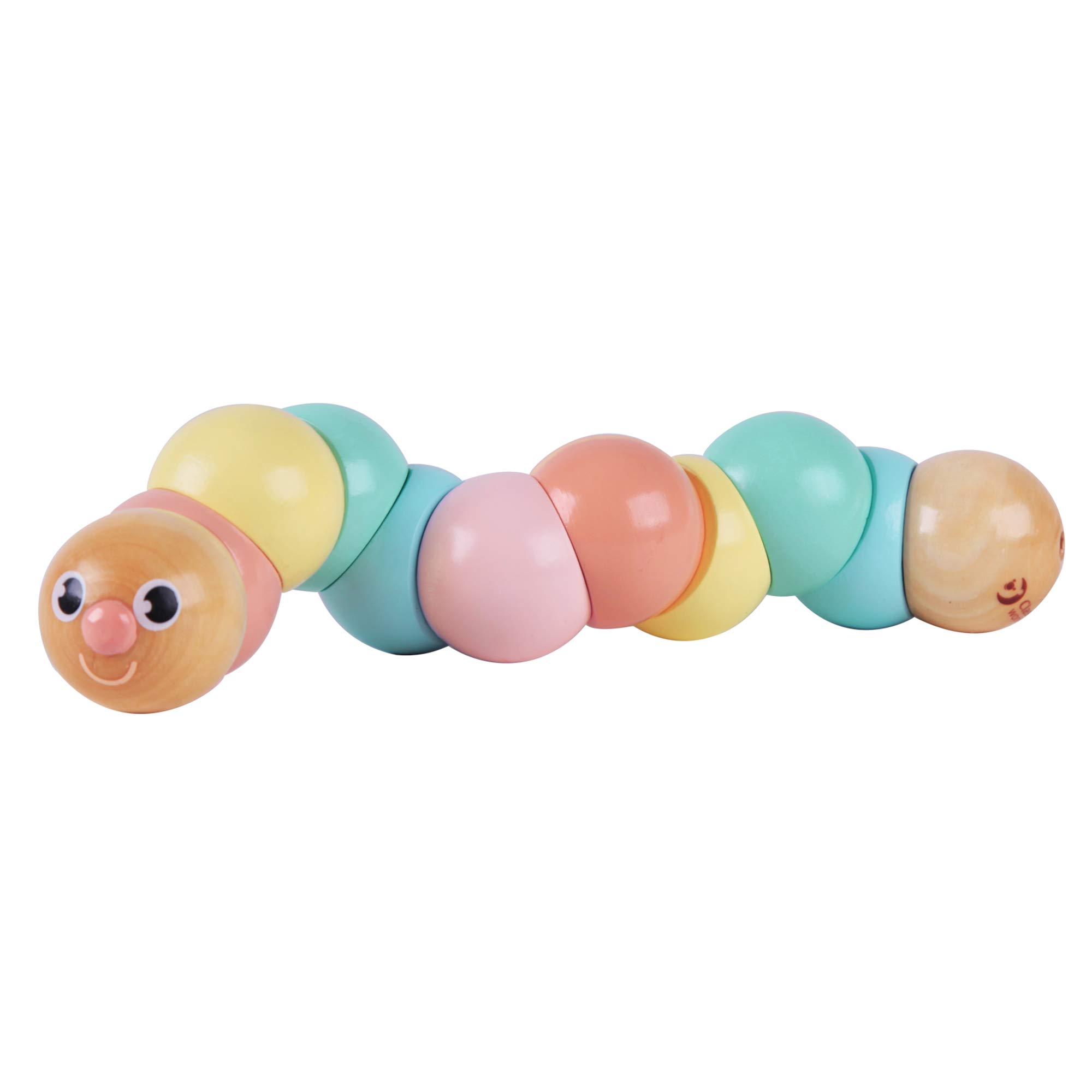 Classic World Wooden Caterpillar Twist Toy, Flexible Colourful Worm for Babies, Toddlers, Kids, Develops Fine Motor Skills and Color Recognition, 25 cm, 1 Year+, Pastel Colors