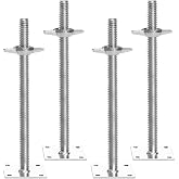 VEVOR 4-Pack Adjustable Leveling Jacks, 18.2 In Adjustable Height &amp; 3307lbs/1500kg Total Load Capacity Scaffold Jacks Feet, Solid Carbon Steel Screw Jacks for Baker-Style Scaffolding Equipment, Silver