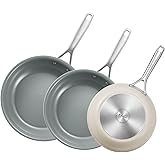 BLAZANT Non Stick Frying Pans Set, Ceramic Frying Pans Nonstick, 3-Piece Nonstick Induction Skillet Set (8", 9.5", 11") with Cast Steel Handles, SolidPlate Induction Base, PTFE/PFAS Free, Oven Safe