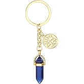 RAMUS KATEN 12 Zodiac Charm & Multi-color Hexagonal Healing Crystal Stone Keychain Birthday Gift